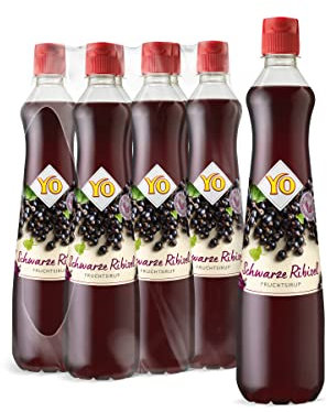 YO Sirup Schwarze Johannisbeere (6 x 700 ml) – 1x Flasche ergibt bis zu 6 Liter Fertiggetränk – ohne Süßungsmittel, Farb- & Konservierungsstoffe, vegan
