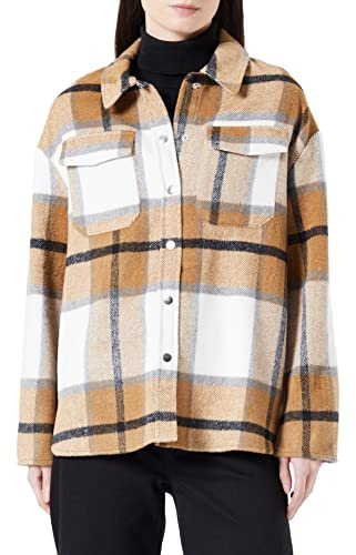 ONLY Dam ONLMACI L/S Check Shacket CC PNT skjortjacka, moln dansare/kontroll: chipmunk/svart, M
