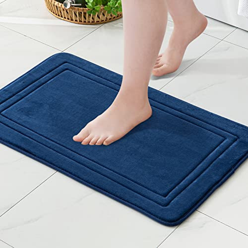 MIULEE Tappeto da Bagno Antiscivolo Moderne Tappeti Bagno con Igroscopicità Assorbimento Tappetino per Soggiorno e Casa in Super Morbido Memory Foam Utilizzabile in Bagno Cucina 40x60cm Blu Navy