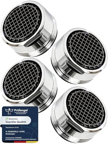 Mousseur pour Robinet M24 en Laiton Chromé avec Filtre Anticalcaire (Lot de 4) - Aerateur Robinet Economie d'Eau - Économisez Jusqu'à 60% d'eau et d'énergie - Débit d'eau 5 L/min