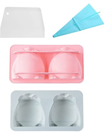 Lot De 2 Moules à Chocolat En Forme De Grenouille à 2 Cavités En Silicone Antiadhésif Pour La Fabrication De Glaçons, Gelée, Savon Au Chocolat, Bonbons Durs, Avec Poche à Pâtisserie Et Grattoir
