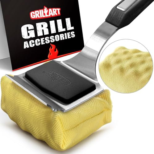 GRILLART Grillbürste Borstenfrei Verbesserter BBQ Austauschbarer Reinigungskopf, Nahtlose Passform Schaber Werkzeuge für Gusseisen/Edelstahl Roste Grillroste Grillrost Sicherer Grillreiniger - Schwarz
