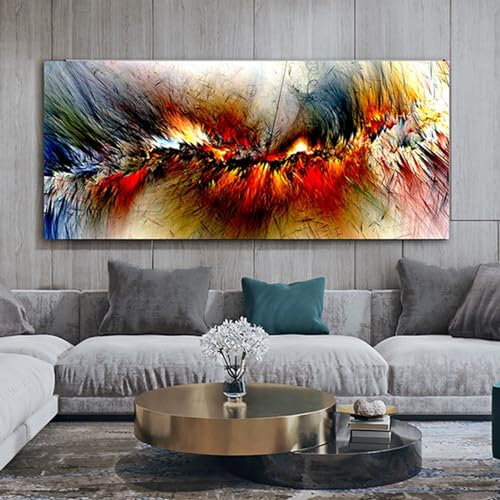 HEHGVCF Leinwandbilder Bunt Abstrakt Bilder Wohnzimmer Leinwandbilder Bild auf Leinwand Wandkunst Poster und Drucke,Home Decor Rahmenlos (Bunt,80x160cm)