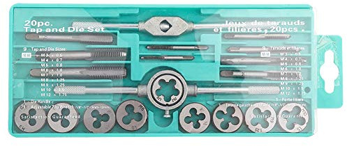 Gewindebohrer- und Schneideisensatz M3~M12 Gewindebohrer- und Schneideisenschlüssel aus Hochwertigem Stahl mit Kunststoffbox für Fahrzeuge und Maschinen