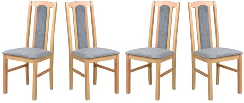 LeafDesign Esszimmerstühle 4er Set, Massivholz, Gepolstert, Grandson Eiche | Küchenstühle, Esstischstühle und Essstühle für Wohnzimmer, Restaurant, Café, Hotel und Gastronomie – hoher Sitzkomfort