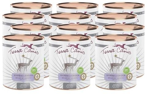 Terra Canis Antilope, Hypoallergen Nassfutter für Hunde, 12x800g | 100% Lebensmittelqualität aller Rohstoffe, nur eine tierische Proteinquelle, allergenarm, getreide- und glutenfrei