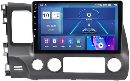 Receptor de radio para automóvil ZIZIBH Android 12 para Hon-Da Civic 2005-2012, navegación GPS Navi 2 Din, reproductor de video multimedia portátil de 10 compatible con FM BT Wifi SWC 4G 5G Mirror