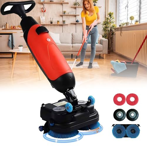 Autolaveuse Professionnelle 43 Cm (17 Pouces), Double Brosse Rotative, Tête Pivotante à 360°, Capacité De Nettoyage 1200 M²/H, Idéale Pour Les Parquets, Carrelages, Marbres Et Sols En Ciment A