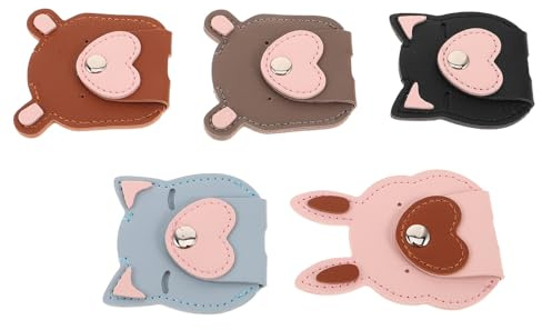 NOLITOY Set 5 Pezzi Avvolgicavo Portatile per Auricolari in PU Organizer Cavi a Forma di Animale Gestione Cavi Dati per Viaggi e Casa Soluzione Compatta per Avvolgimento e Raccolta