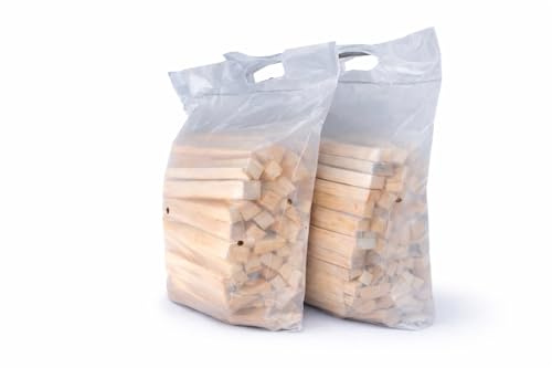 Anzündholz Kamin, Ofen & Grill, 5 kg (2x2,5 kg), Kiefer & Fichte, trocken | Kammergetrocknet, Beutel mit Griff & Belüftung, geringe Restfeuchte, für Kamin, Ofen, Grill & Feuerschale, geschmacksneutral