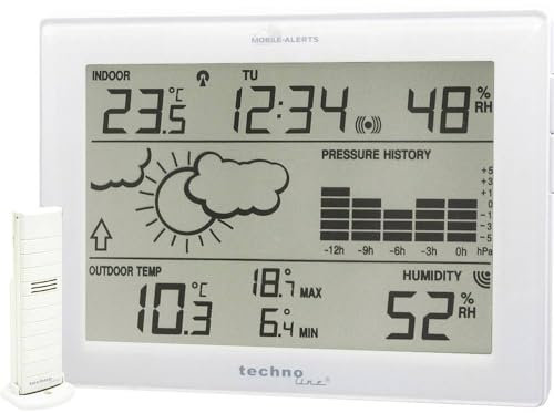 Technoline MA 10410 Wetterstation mit Anbindung zum MOBILE ALERTS Haus-Überwachungs-System, Weiß