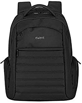 Ewent Urban Mochila para Ordenador Portátil, Maletín Ejecutivo Espacioso, Mochila Escolar Impermeable y Práctica para Viajes, Se Adapta a Portátiles de hasta 15.6 y 17, Color Negro