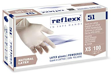 reflexx 51 guantes de látex con polvo de 5,0 g, 100 unidades