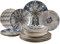 MÄSER 934017 Iberico Blue Servizio da tavola 12 pezzi per 4 persone in stile moresco Set di piatti con diversi motivi vintage in bianco e blu, gres