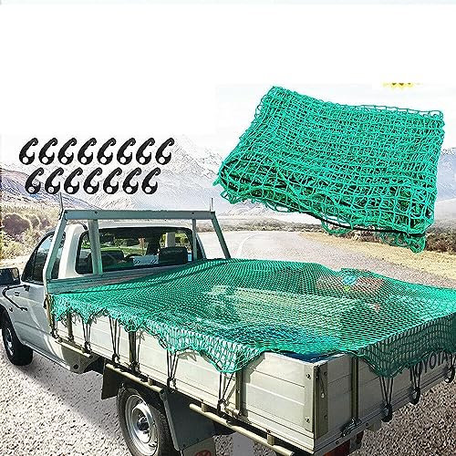 sigaer Safety Net Cargo Net For Pickup Truck, Truck Cargo Netting And Roof Rack Cargo Net Trailer Luggage Net Heavy Duty Tie-Down Mesh(Color : Green, Size : 1.5x2.2m)