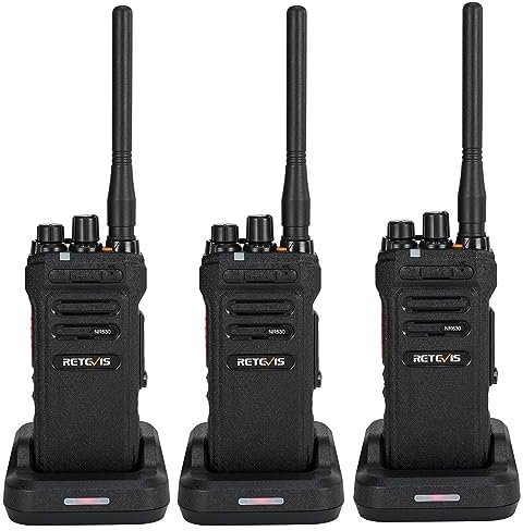 Retevis NR630 Funkgerät mit Großer Reichweite, IP67 Wasserdichtes Walkie Talkie Profi, 2800mAh, USB Ladegerät, Gruppenruf Walkie Talkie mit Schultermikro für Baustelle (Schwarz, 3er Pack)