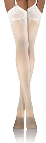 sesto senso Bas Pour Porte-Jarretelles Femmes 20 Den Motif Fantastique PDP 03 M-L 3/4 Blanc