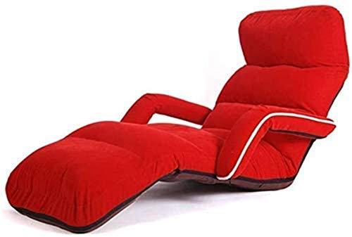 Leichte Campingstühle, Gartenliegen, Klappstuhl, einzelne Couch mit Armlehnen, bodenstehendes, faltbares Liegesofa aus Stoff, kleines Sofa, abnehmbar und waschbar (178 x 80 x 18 cm (Farbe: Rot),