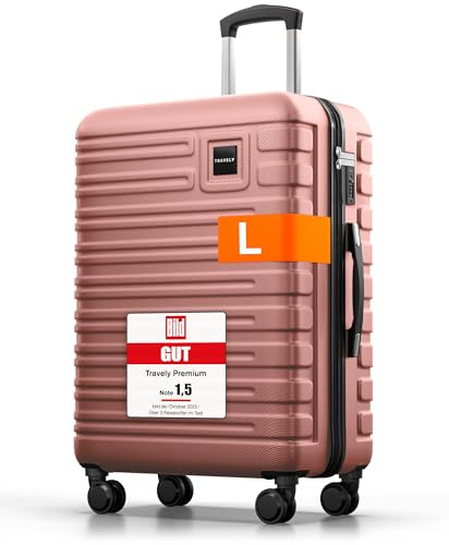 Travely Valigia in policarbonato grande 67 cm L - volume interno 60 L - valigia rigida molto robusta con rotelle morbide e serratura TSA, Valigie, valigie e trolley, valigie con rotelle