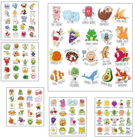 480 Stück Lehrer-Belohnungsaufkleber für Kinder, Aufkleber in 6 Designs, Schulaufkleber auf Bögen, Lehrerbedarf für das Klassenzimmer, Aufkleber für das Töpfchentraining, Motivationsaufkleber