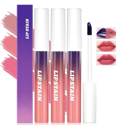 3PCS Peel Off Lip Stain, Matte Peel Off Lip Gloss Non-Stick Liquid Lipstick Waterproof Highly Pigmented Peel Off Lip Tint Stain