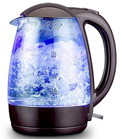 Hervidores, Hervidores de vidrio para agua hirviendo, Hervidor de agua ecológico con LED iluminado, Caldera de agua inalámbrica con tapa interior de acero inoxidable, Protección de ebullición y