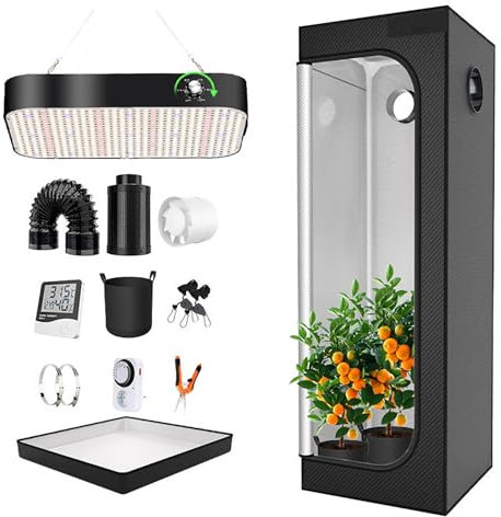 Grow Tent Kit, Grow Tent Complete Set Cultivation Set with 200W Dimmable LED Grow Lights, 600D Oxford Cloth, Timer and Hygrometer, for Indoor Plant, Vegetables 40 * 40 * 160cm