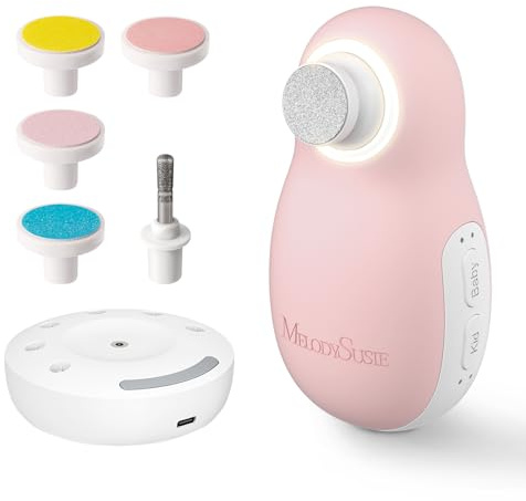 MelodySusie Baby Nail File Electric, Gentle Nail Trimmer Electric Rechargeable for Newborn Infant or Toddler Toe Nail & Finger Nail, PC20F Nail Clippers Set with 6 Replacement Pads, Pink