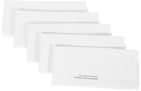 FONDOTIN 5pcs Vinyl Records Cleaner and CD Disc Cleaning Cloth Set for Record Maintenance, Anti-static Microfiber Wipes for Glasses, Tv Screens, and Disc Cleaning, White, Gentle and Multipurpose
