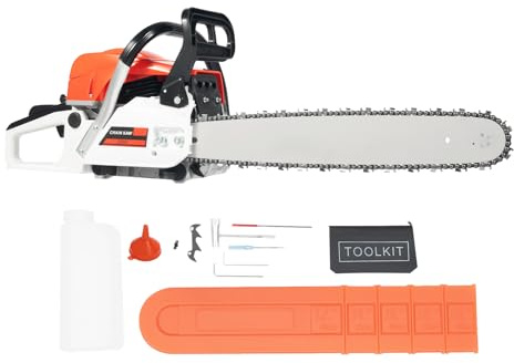 Deinungen 52cc Petrol Chain Saw,51cm Guide Bar & Saw Chain 550ml Fuel Tank | 2-Stroke Cordless Chainsaw Self-Starting Fuel Mixing Bottle Garden Tool for Tree Trimming, Garden, Wood Cutting