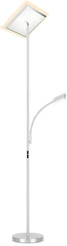 MeLiTec LED Deckenfluter mit Leseleuchte | Titan | Eckig | Dimmbar Warm- bis Kaltweiß | Stehlampe | ST59