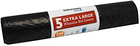 Kingfisher BB5WB 240 Litre Extra-large Wheelie Bin Bag Dustbin Liner/Refuse Sacks Black (2 x 5 Bags)