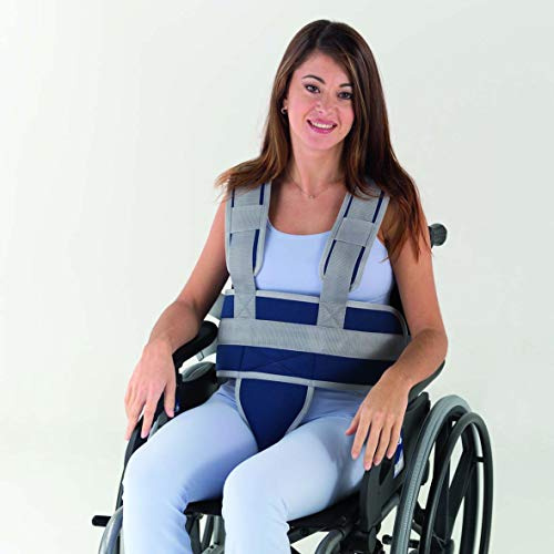 Obbocare - Cinturón Abdominal Para Sujeción De Tronco Y Pelvis En Silla De Ruedas. Cinturón Con Tirantes Y Pieza Perineal Con Cierre Con Clip. Talla 1