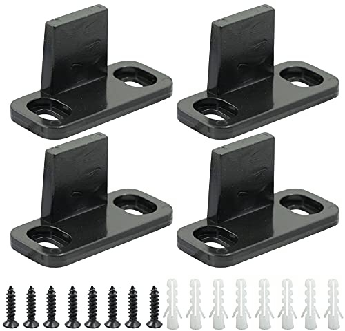 Bodenführung Schiebetür Clip Schiebetürführung Wandführung - Verstellbare Kunststoff Boden Rollenführung für Glasschiebetür Schranktür Scheunentore Holztür Barn Door, Schwarz, 4 Stück