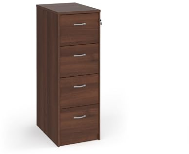 Mr Office Deluxe executive 4 drawer filing cabinet with silver handles 1360mm high - walnut