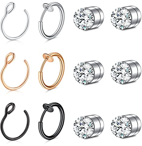 Briana Williams Fake Nasenring Falsche Septum Nasenstecker Magnet Magnetisch Nasenpiercing Stecker Ring Edelstahl Gold Piercing