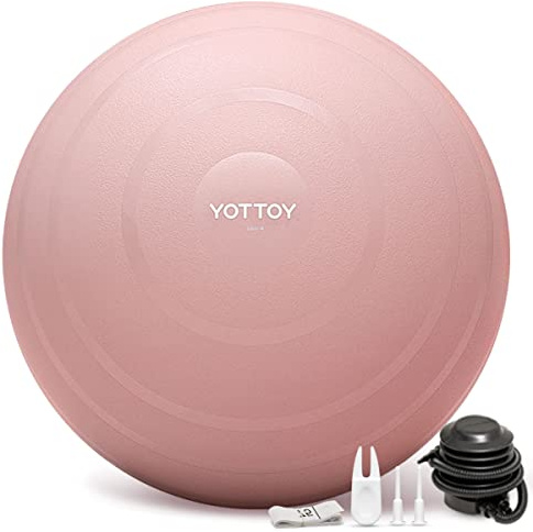 YOTTOY Anti-Burst-Gymnastikball für Training, Yoga-Ball für Schwangerschaft, extra dicker Trainingsball für Physiotherapie für Stuhl-Fitness mit Pumpe (Rosa)