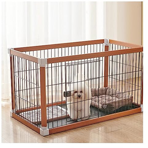 Corral De Madera para Mascotas, Valla Espaciosa para Perros Pequeños con Puerta Cercado del Perro del Animal Doméstico para El Uso Interior O Al Aire Libre Corral para Cachorros Estilo Mueble (Color