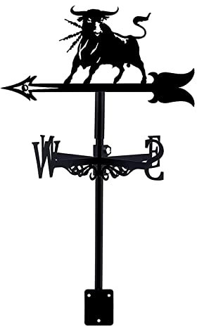 Exquisito Adorno de Veleta de Metal Veleta de Metal Veleta de Corrida de toros española con instalación en el Techo Indicador de dirección del Viento Escena de Granja Jardín Accesorios Art D