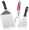Ezydka 3 Piezas Espátula Profesional para Grill, Espátula Parrilla Barbacoa, Espatula Cocina Espátulas de Teppanyaki con Pinzas para Plancha y Teppanyaki, Accesorios Ideales para Barbacoas
