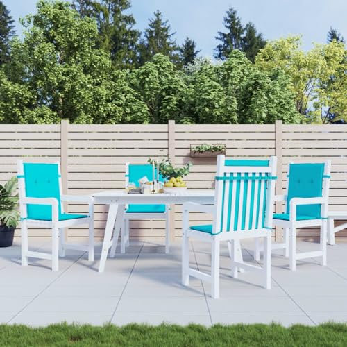 Homgoday Niedriglehner-Auflagen 4 STK. Gartenstuhlauflagen Sitzauflagen Stuhlauflagen Sitzpolster Sitzkissen für Garten Balkon Camping Stuhl Türkis Stoff