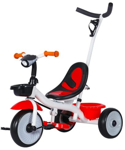 Dreirad Baby Dreirad Dreirad Dreirad Baby Dreirad Dreirad Baby Dreirad Baby Dreirad Sicher Und Bequem Baby Fahrrad Faltbar (Weiß + Rot)