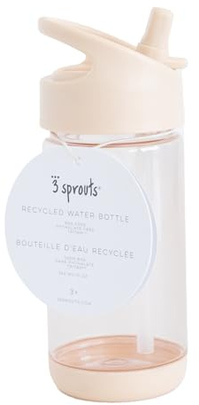 3 Sprouts - Gourde Enfant Anti Fuite - Sans BPA, Idéale pour la Maternelle - Bouteille d'eau en Plastique Recyclé pour Enfants - Sable