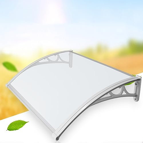 GLMGBP Gebogene Türmarkise, Außenmarkise, Regenschutzabdeckung, Vorder-/Hintertürabdeckung, Geräuschloser UV-Schutz vor Regen und Schnee, transparente Polycarbonatabdeckung, Aluminiumrahmen, Überda