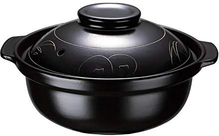 Cacerola de cerámica con Tapa, Retro, Redonda, de Barro, con prevención de desbordamiento, diámetro Grande (19 cm)