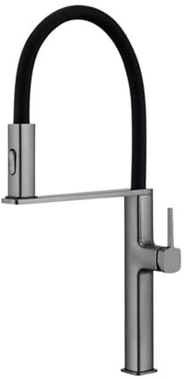 Diseño magnético de latón 2 funciones grifo de fregadero de control dual frío y caliente de una sola manija(Gray)