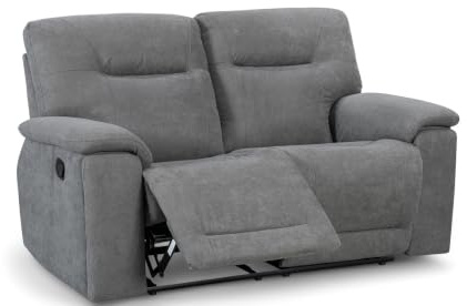 Lovesofas Dark Grey Tan Faux Leather 2 Seater Manual Recliner Sofa with Cupholders – Compact Living Room Seating for Relaxing, Gaming & Home Cinema
