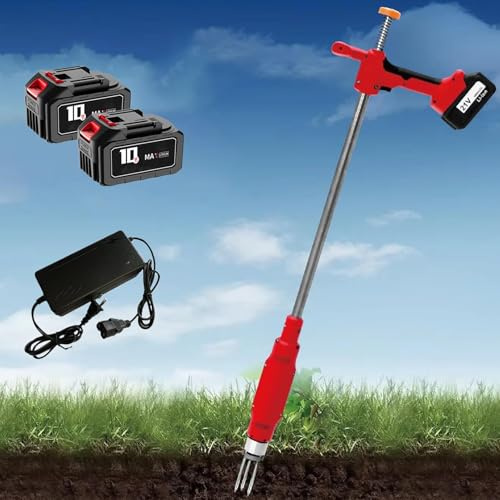 STWBHW Désherbeur électrique Robuste, désherbeur électrique, désherbeur Vertical avec Batterie et 3 Griffes en Acier, désherbage Manuel for Jardin et pelouse