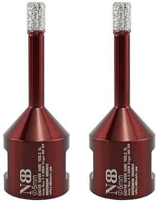 NBB Foret diamant fraise diamantée avec M14, couronne diamant pour percer à sec et humide sur porcelaine dure, céramique, carrelage granit marbre carrelage pour meuleuse d'angle (2 pièces, 6 mm)