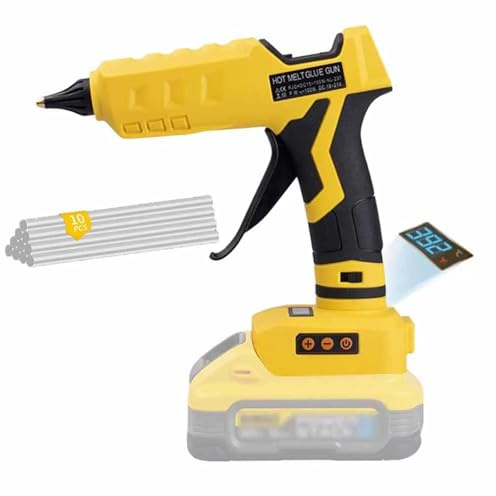 Pistola de Pegamento Caliente, Pistola De Pegamento Caliente Inalámbrico De 100 W 100 ° C - 200 ° C Temperh Ajuste La Pantalla LCD LCD Con 10 Piezas De 11 Mm Para Batería De 20 V